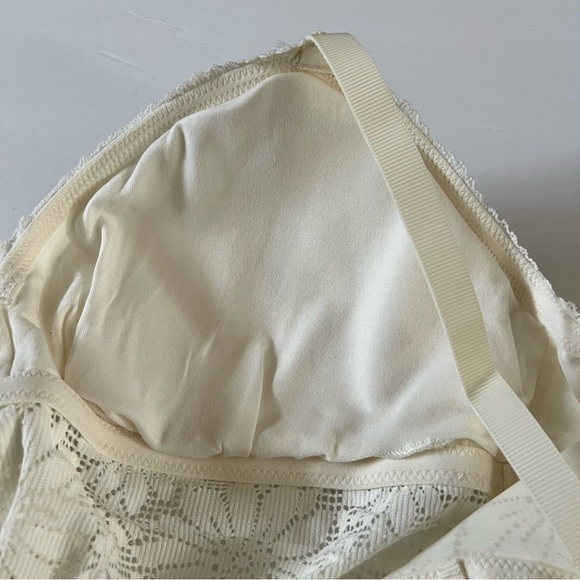 Aerie Textured Lace Padded Longline Bralette in Creamy White Size XL - Picture 6 of 11